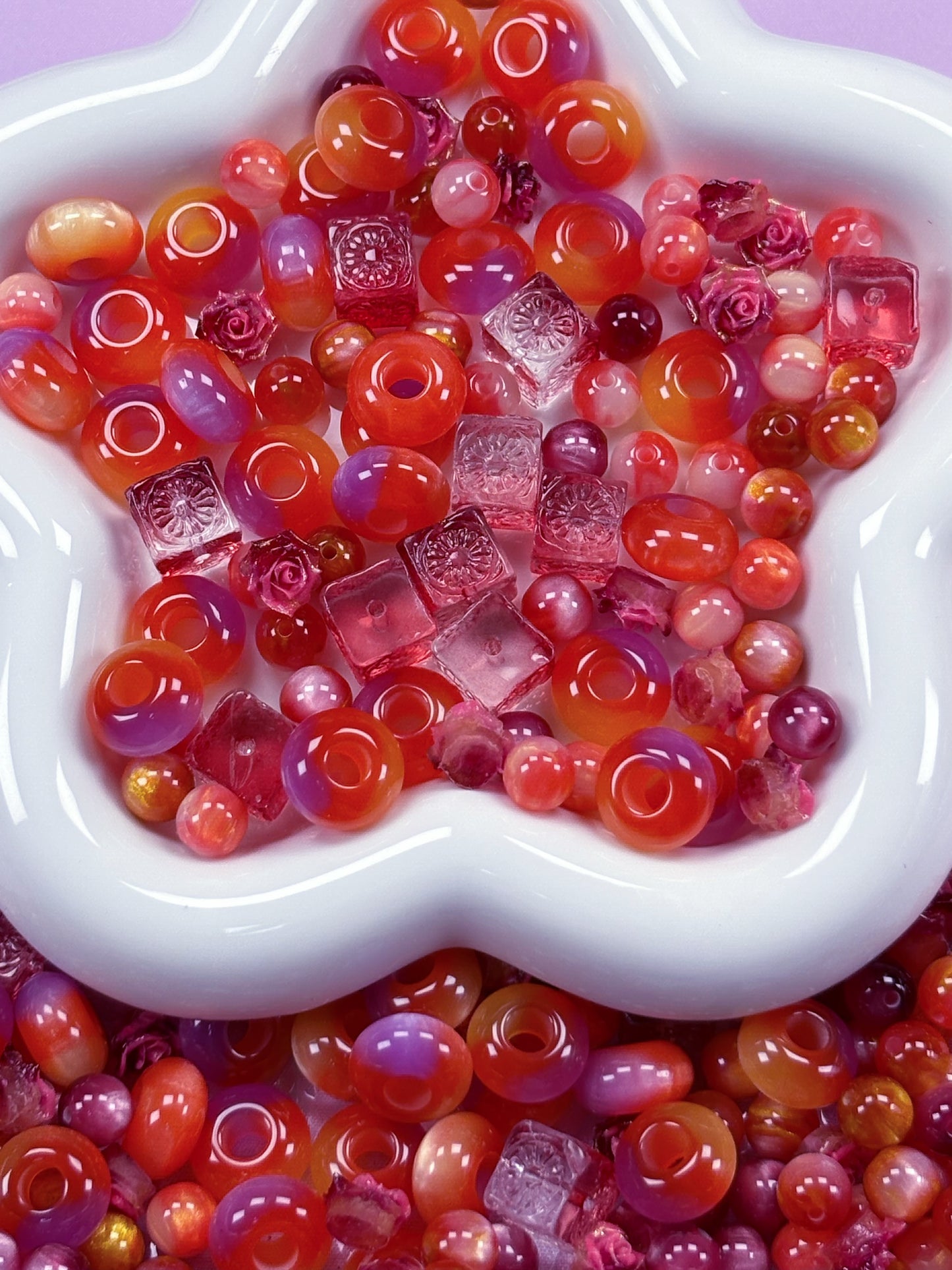 (Anna G1-G12) High-quality cat's eye beads and soft rubber flower mixed bead set