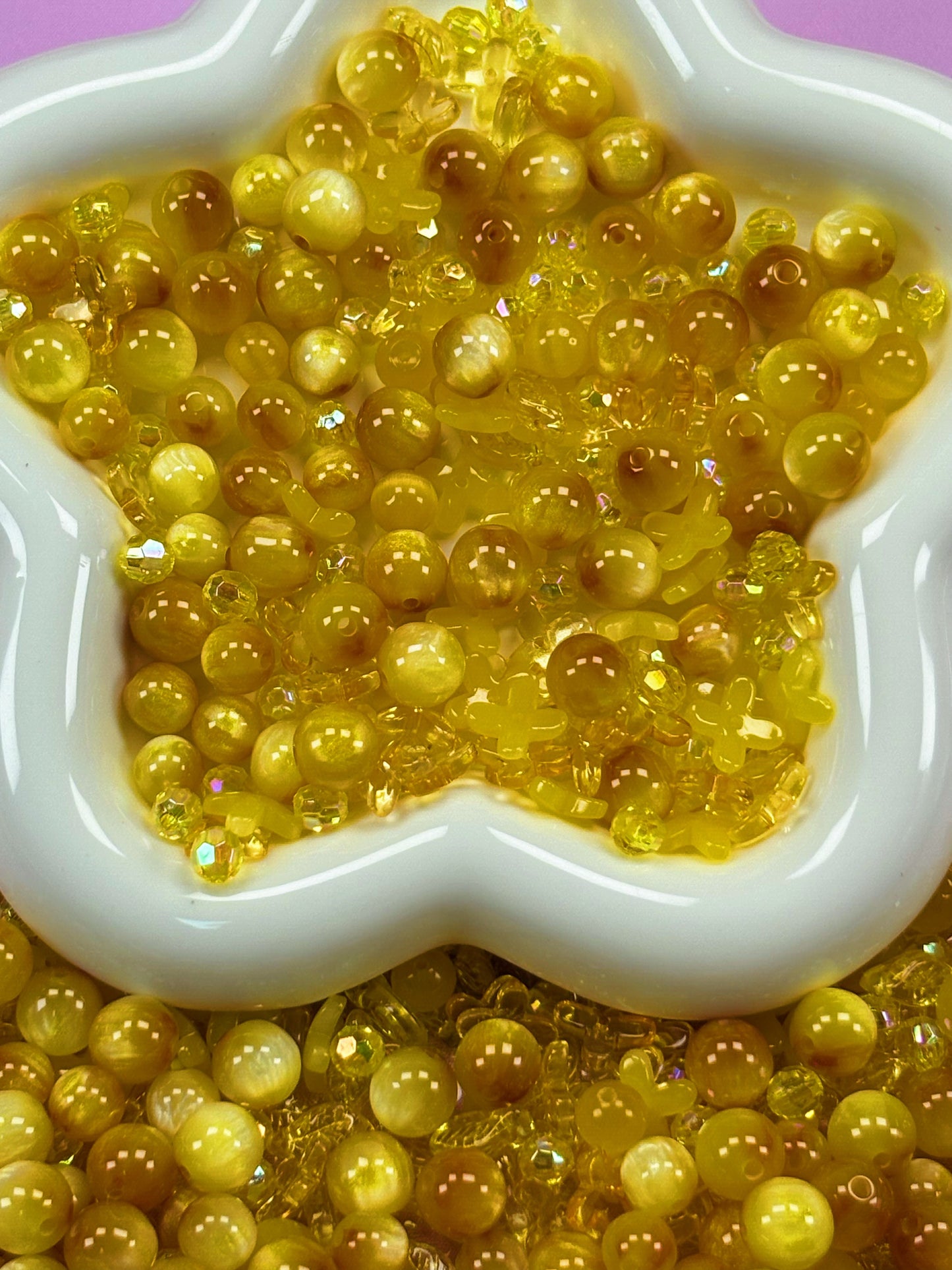 (Anna G1-G12) High-quality cat's eye beads and soft rubber flower mixed bead set