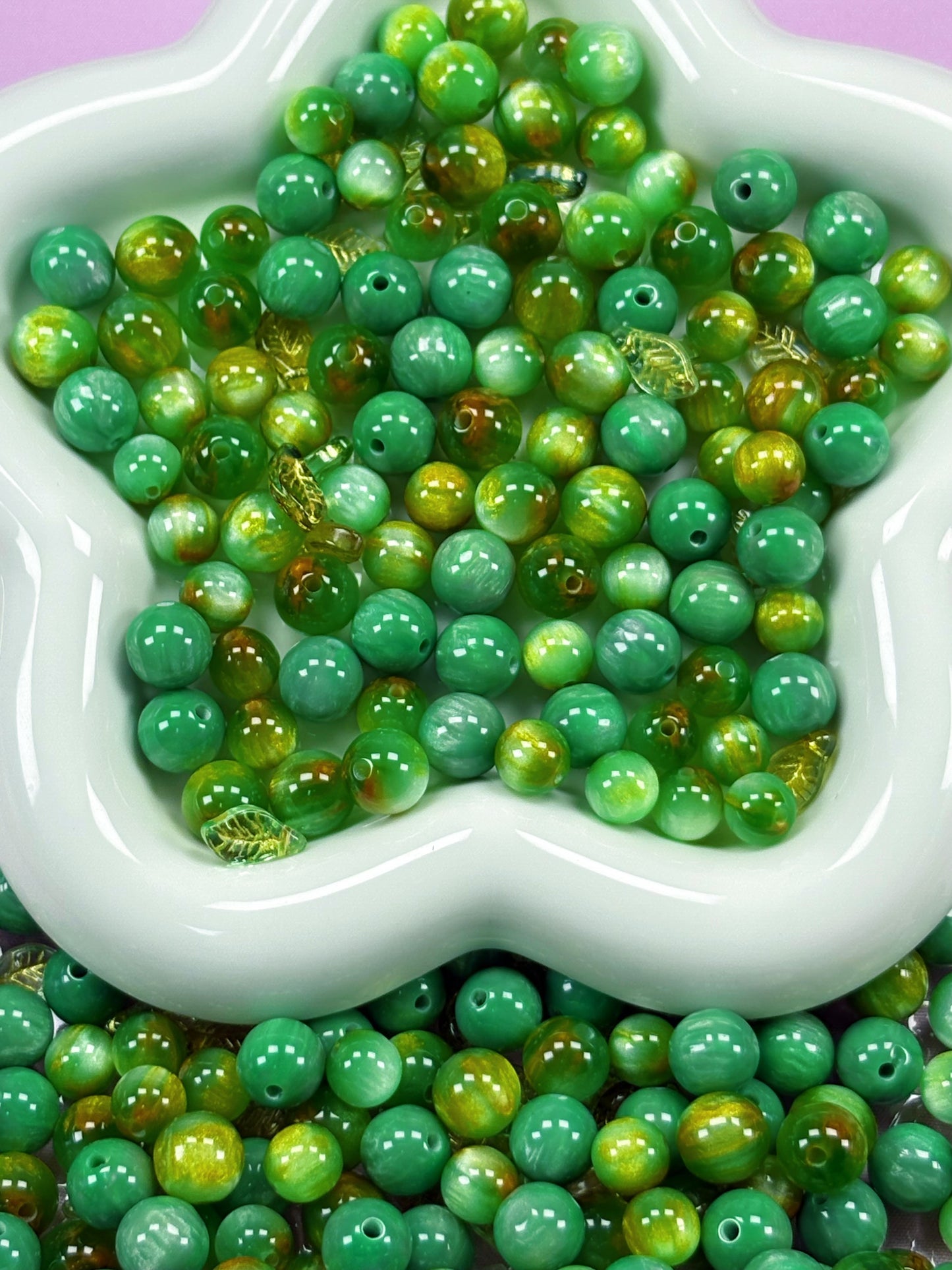 (Anna G1-G12) High-quality cat's eye beads and soft rubber flower mixed bead set