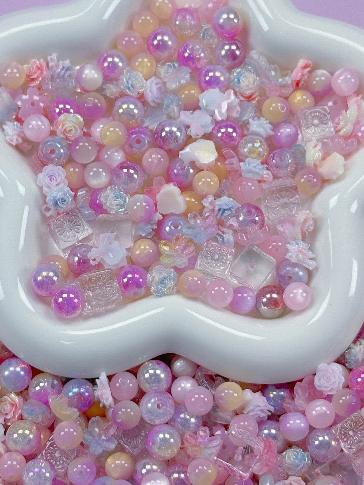 (Anna G1-G12) High-quality cat's eye beads and soft rubber flower mixed bead set