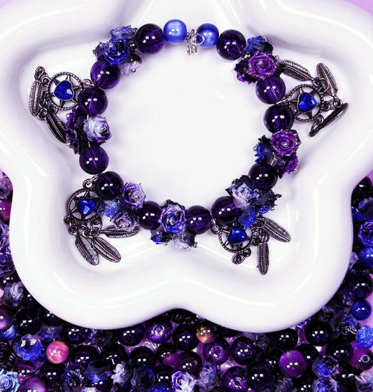 (Anna G1-G12) High-quality cat's eye beads and soft rubber flower mixed bead set